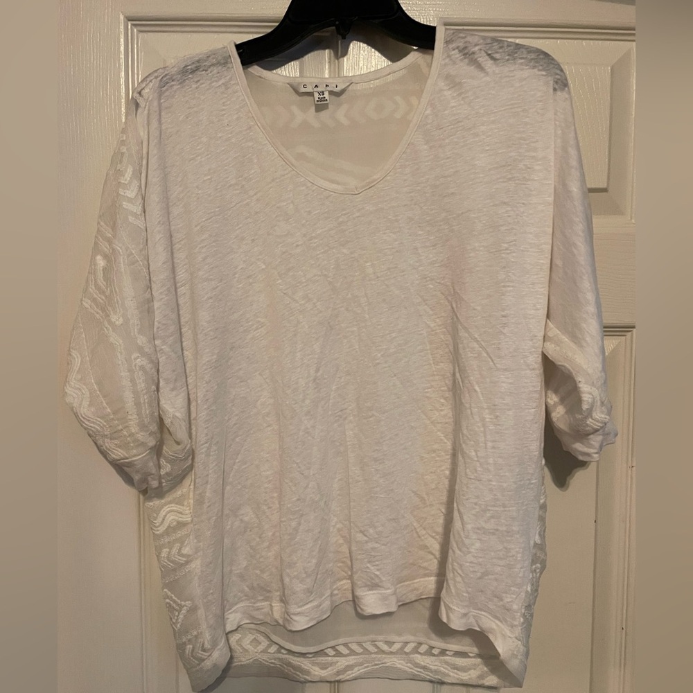 CAbi Oversized Blouse off white cream color size XS boho midwestern